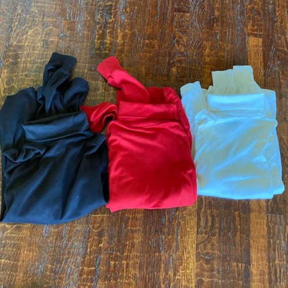 Lot of 3 * VINTAGE Oakton TURTLENECKS * BLACK White & RED *made in USA* EUC * XL - Picture 3 of 6